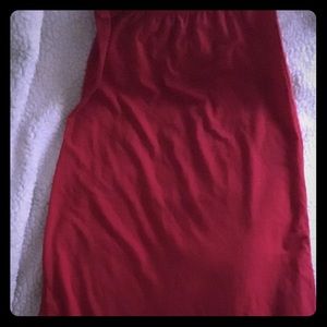 Red cotton elastic skirt long side slit 11inx31